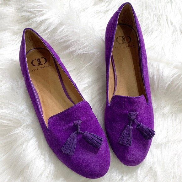 Kelsi Dagger Shoes - SOLD-Kelsi Dagger Tassel Suede Flat Purple Loafers